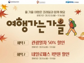단풍·억새·바다까지…코레일, 가을 여행 기차표 ‘50%할인’